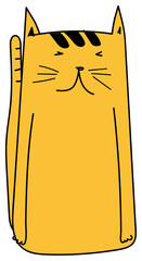 Cute cartoon cat illustration on transparent background.
