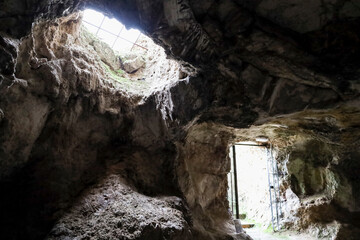 Entrance to the Lapis Specularis Roman mine in The Sanabrio caves in Cuenca