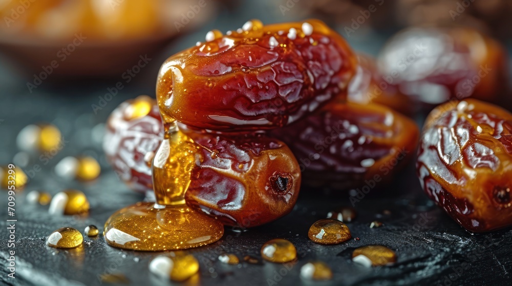 Poster  a pile of raisins sitting on top of a table next to a pile of other raisins.