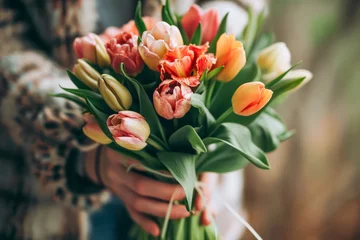 Fotobehang Bunch of tulip flowers as present © eyetronic