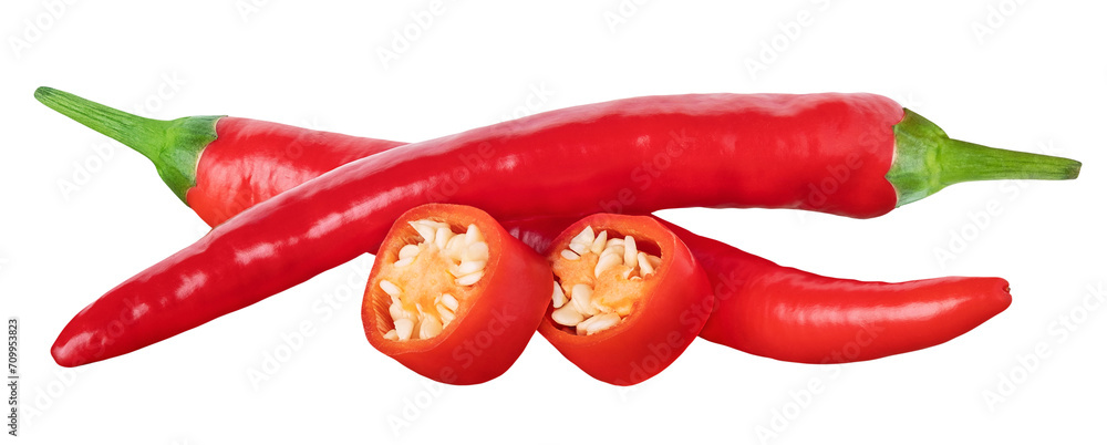 Wall mural spicy chili pepper isolated on white or transparent background. hot red chilli pepper.