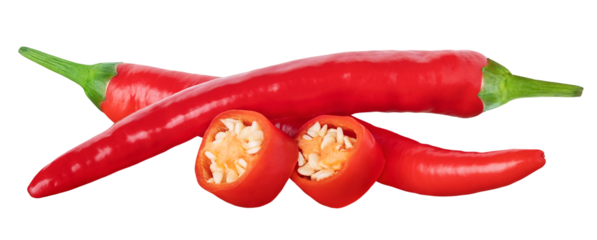 Spicy Chili pepper isolated on white or transparent background. Hot red chilli pepper.