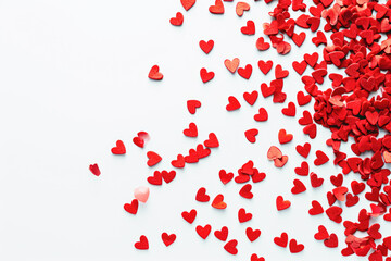 red hearts on a white background