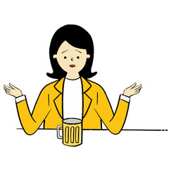 Female Worker Unwinds in Japanese Izakaya with a Melancholic Mood