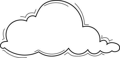 Hand drawn cloud illustration on transparent background.
