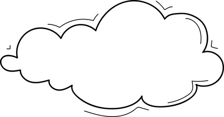 Hand drawn cloud illustration on transparent background.
