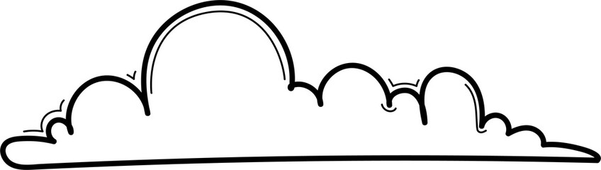 Hand drawn cloud illustration on transparent background.
