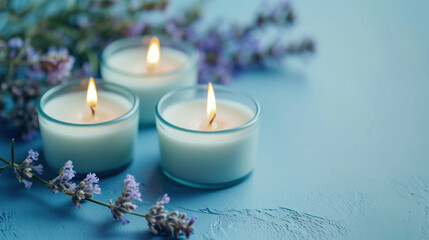 Obraz na płótnie Canvas aroma scented candles in blue