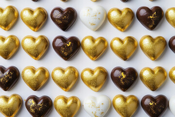 Obraz premium heart-shaped chocolate candies on a white backgorund