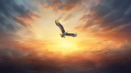 Fototapeta na wymiar the beauty of a bird soaring freely against the vast canvas of the sky.