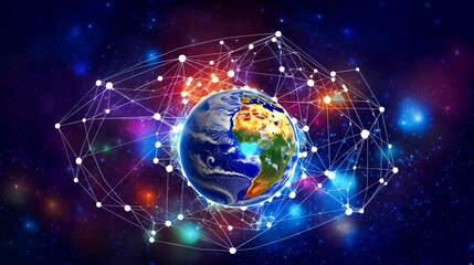 Global Connections.  Modern city network communication concept.  IOT Internet of things wireless technology