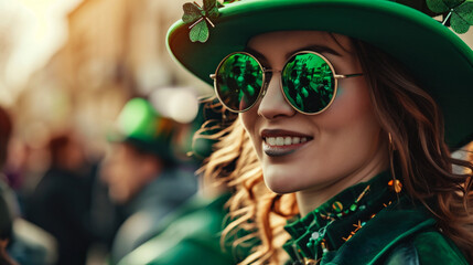 Unidentified people at the St. Patrick's Day parade 