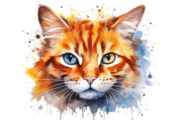 watercolour portrait of a cat 
