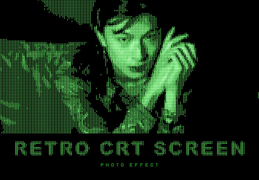 Retro CRT Monitor Screen Photo Effect Mockup