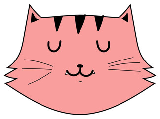 Cute cartoon cat illustration on transparent background.
