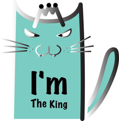 Cute cartoon cat illustration on transparent background.
