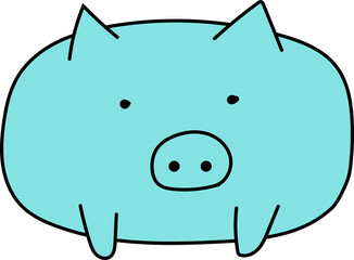 Cute cartoon pig illustration on transparent background.
