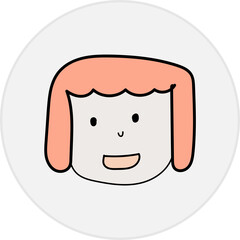 Fototapeta premium Women with decorative round frame illustration on transparent background.