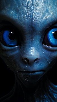 Closeup of a Fearful Alien Face
