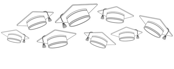 graduation cap line art style.