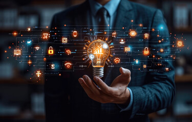 Businessman digital transformation change management, internet of things, smart Ai technology