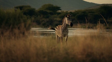 zebra in the savannah, wild life