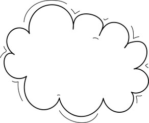 Hand drawn cloud illustration on transparent background.