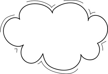 Hand drawn cloud illustration on transparent background.