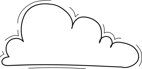 Hand drawn cloud illustration on transparent background.