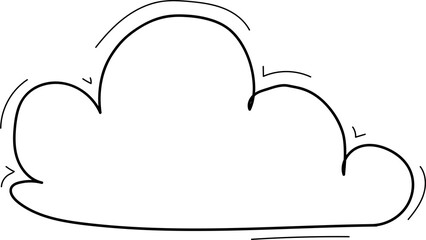 Hand drawn cloud illustration on transparent background.