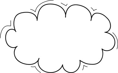 Hand drawn cloud illustration on transparent background.