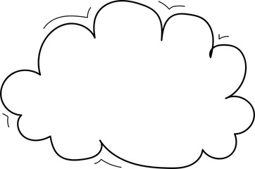 Hand drawn cloud illustration on transparent background.