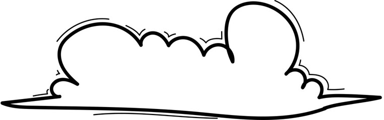 Hand drawn cloud illustration on transparent background.