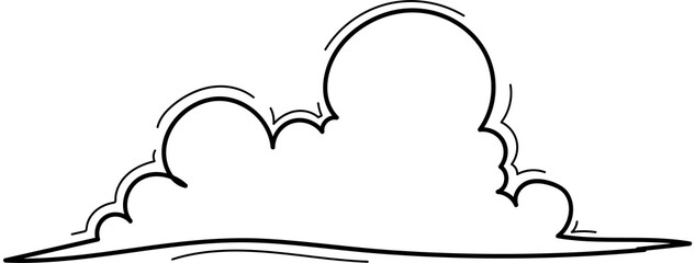Hand drawn cloud illustration on transparent background.