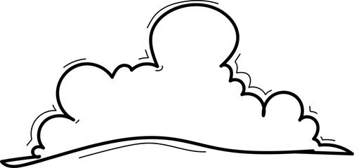 Hand drawn cloud illustration on transparent background.