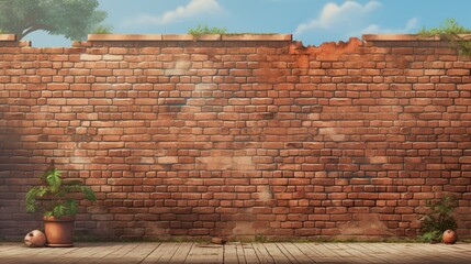the rugged charm of a bricks background against a spotless canvas, presenting a visually engaging scene with each brick as a distinct element.