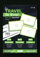 Template for travel holiday tourism marketing and sale promotion. Travelling Template for flyer, holiday package trip and travel advertisement