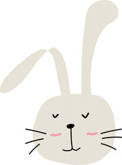Cute cartoon bunny illustration on transparent background.