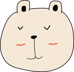 Cute cartoon bear illustration on transparent background.
