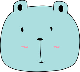 Cute cartoon bear illustration on transparent background.
