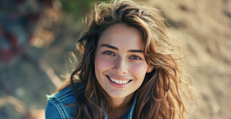 Naklejka premium happy and smiling woman portrait 