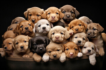 
many happy puppies