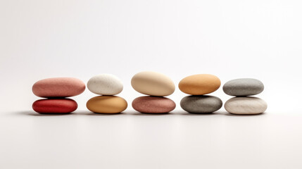 zen stones on light background, spa decor, balance stones 