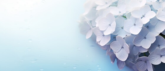 Hydrangea flowers in soft color and blur style for background . Springtime Concept. Mothers Day Concept with a Copy Space. Valentine's Day with a Copy Space.	