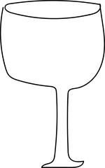 Hand drawn wine glass illustration on transparent background.
