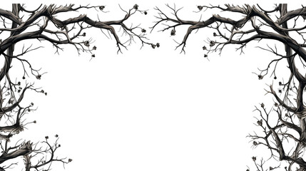 Obraz premium Illustration of a frame of rustling black branches, on a white background created with Generative Ai