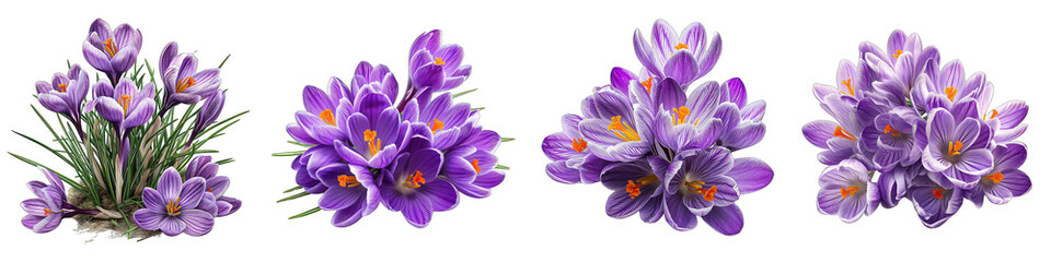 Crocus   Flower Pile Of Heap Of Piled Up Together Hyperrealistic Highly Detailed Isolated On Transparent Background Png File