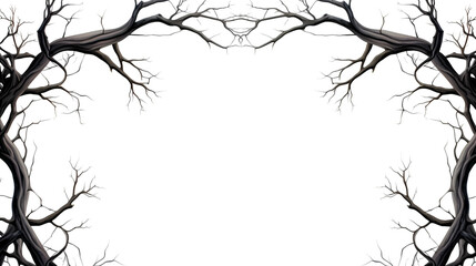 Obraz premium Illustration of a frame of rustling black branches, on a white background created with Generative Ai
