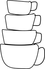 Hand drawn coffee cup illustration on transparent background.
