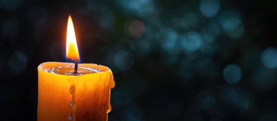 Candle of anticipation - flickering flame. - obrazy, fototapety, plakaty